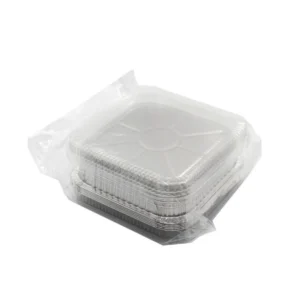 Square Aluminium Foil Tray With Clear Plastic Lid (10 pcs)
