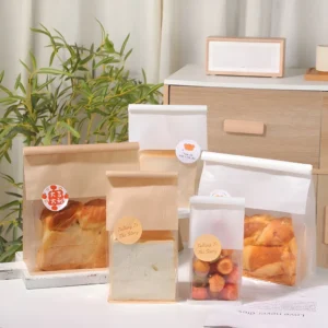 50Pcs Bread Bags Toast Packaging Paper Ziplock Storage Cookies Plastik Packing Food Goodies Pouch